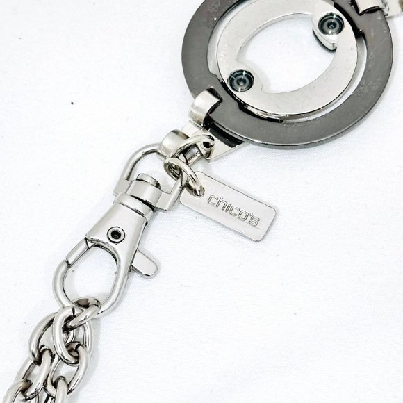 Chico's Chain Link Belt Gunmetal & Silver Tone w/Rhinestones - Picture 8 of 10